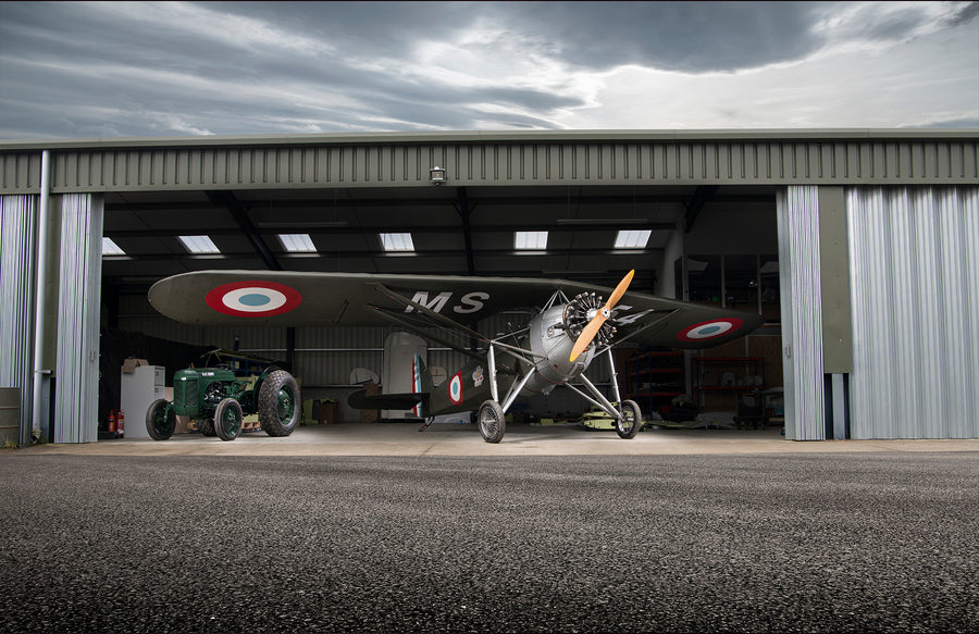 Morane Saulnier in Hanger art print by Tim Wallace