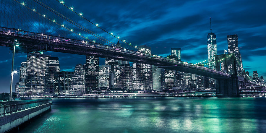 Brooklyn Bridge by Night - New York archival giclée print by Assaf Frank