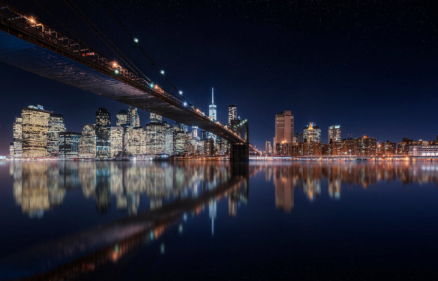 Brooklyn Bridge Night Reflection archival giclée print by Jorge Ruiz Dueso
