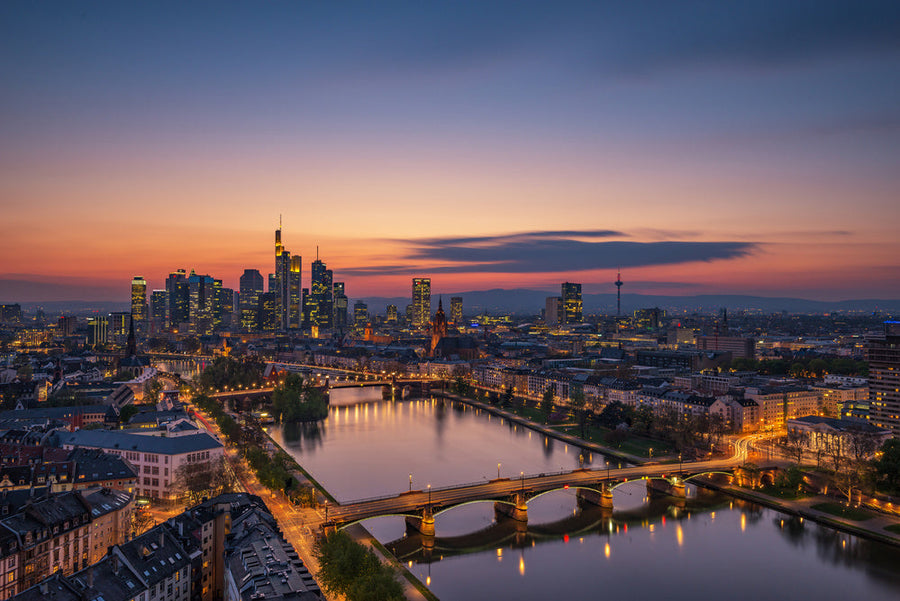 Frankfurt Skyline at Sunset archival giclée print by Robin Oelschlegel