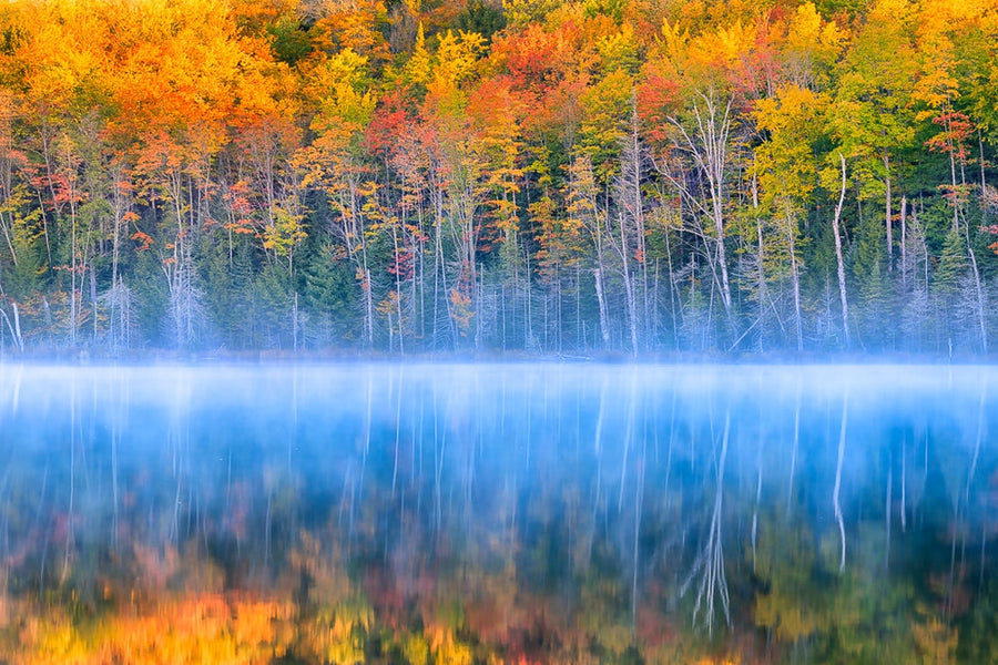 Misty Autumn Lake Reflections - c archival giclée print by Yimei Sun