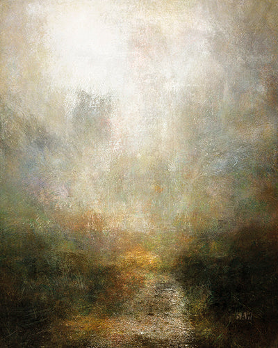 Moor End pale ochre landscape archival giclée print by Simon Antony Wilson