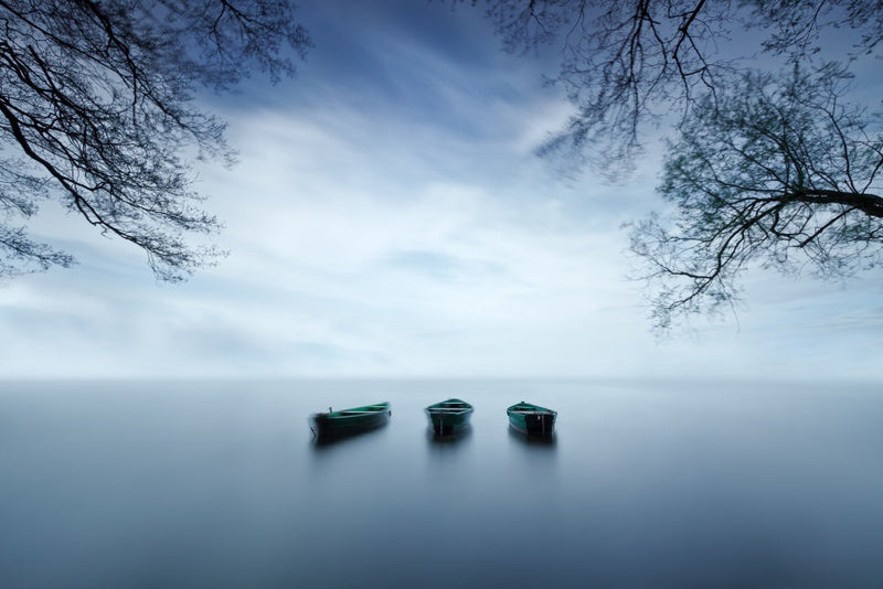 Misty Lake Boats by zabela Laszewska — Art gifts