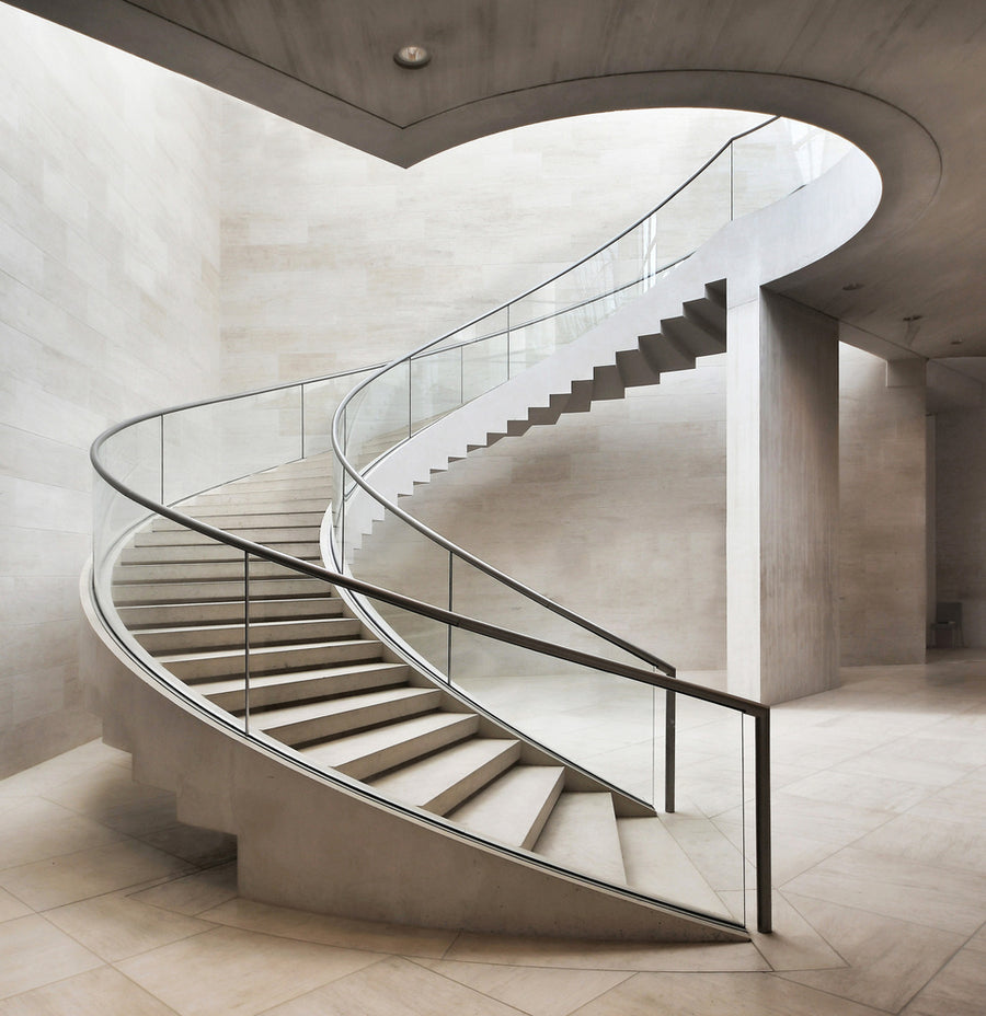 Curved Concrete Staircase archival giclée print by Renate Reichert
