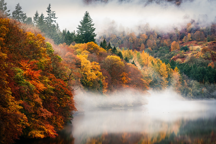 Misty Autumn Lake archival giclée print by Adrian Popan