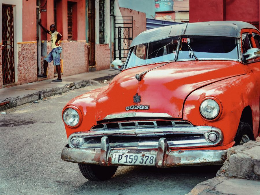 Classic Red Cuban Car archival giclée print by Andy Bauer