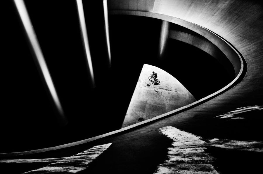 Geometric Arch Cyclist archival giclée print by Antonio Grambone