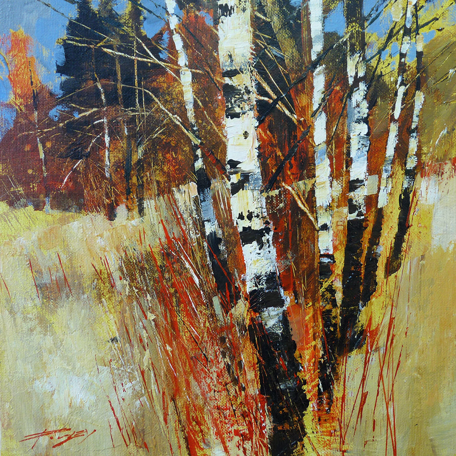 Birch and White Cornous archival giclée print by Chris Forsey