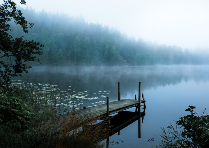 Misty Lake Dock archival giclée print by Christian Lindsten