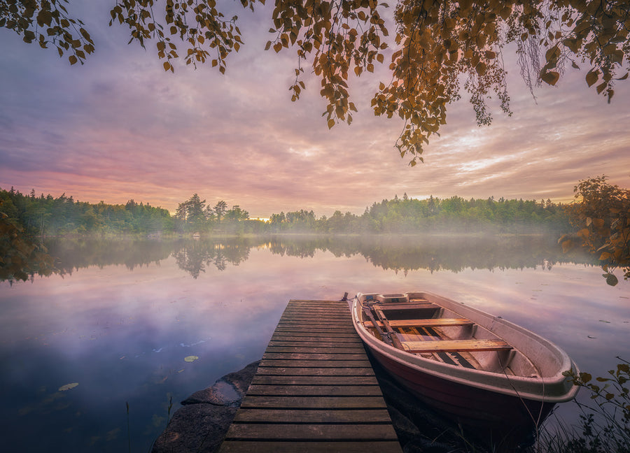 Misty Morning Lake Reflection archival giclée print by Christian Lindsten