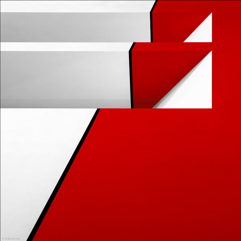 Red White Geometric Layers archival giclée print by Gilbert Claes