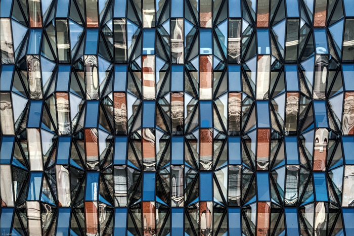 Geometric Glass Facade archival giclée print by Linda Wride