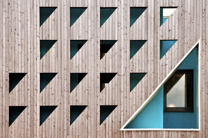 Geometric Wood Facade archival giclée print by Linda Wride