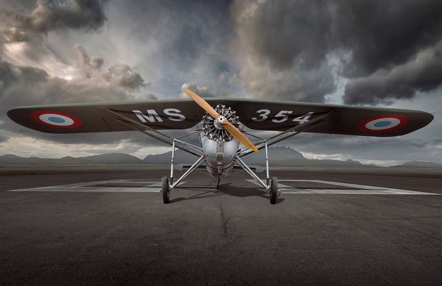 Morane Saulnier on airstrip art print by Tim Wallace