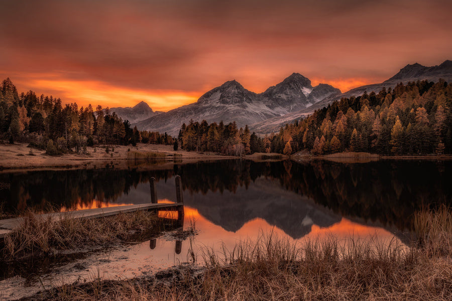 Mountain Lake Sunset archival giclée print by Andreas Agazzi