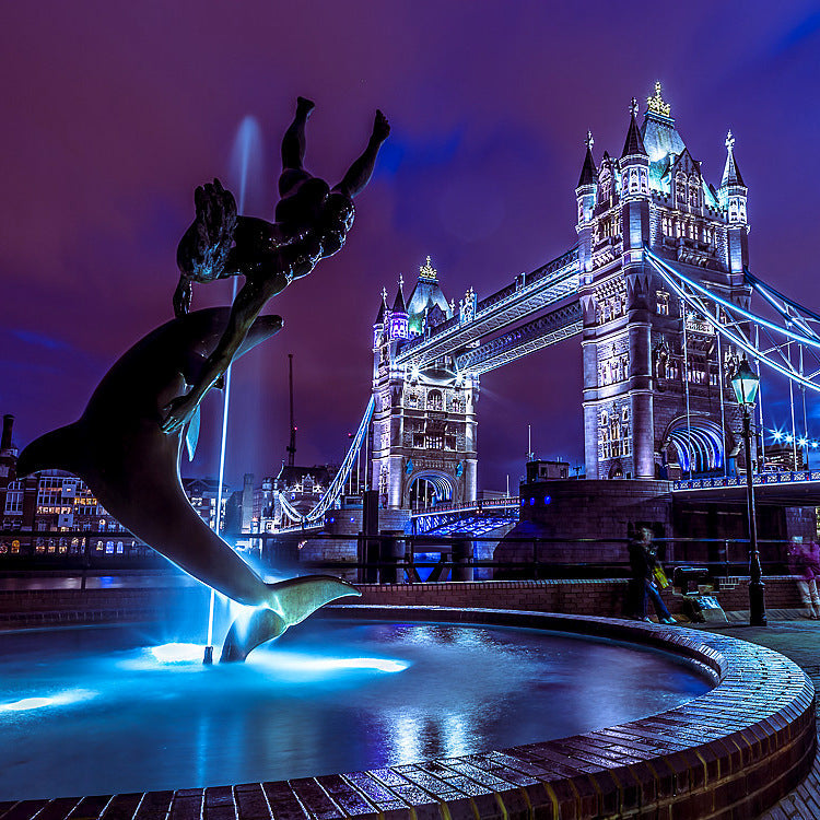Purple Night at Tower Bridge archival giclée print by Assaf Frank