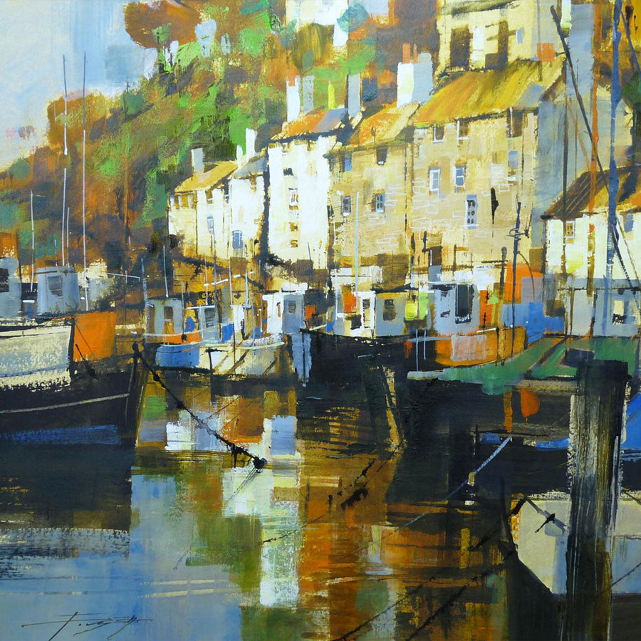 Colour and reflection, Polperro archival giclée print by Chris Forsey