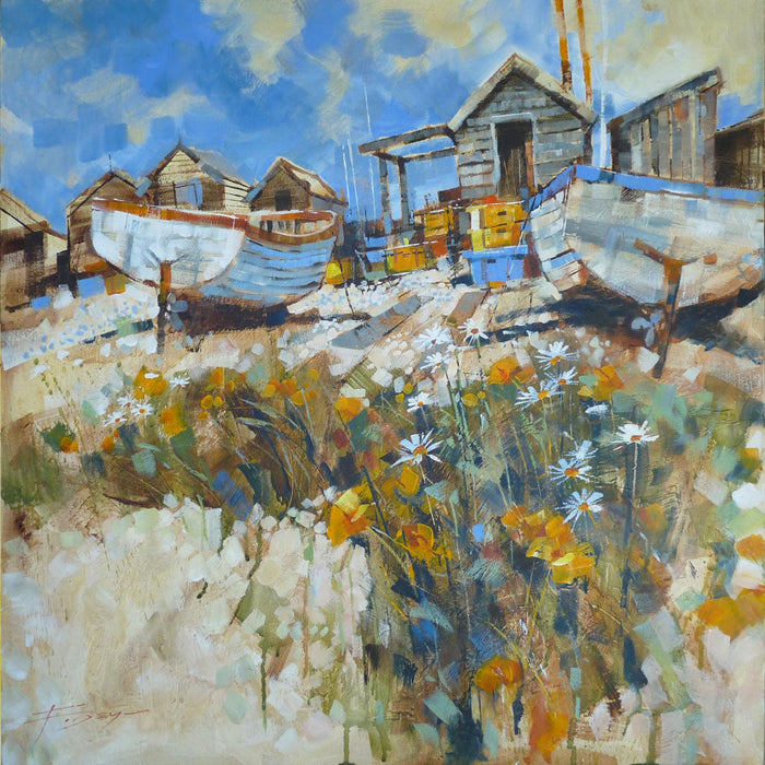Daisies amongst the pebbles archival giclée print by Chris Forsey