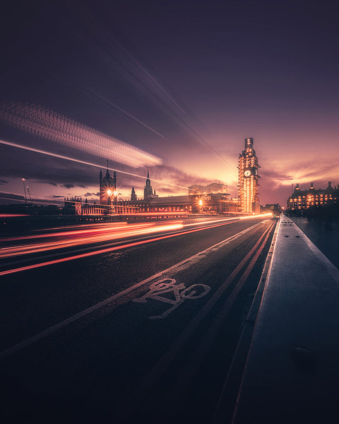 London Twilight Light Trails archival giclée print by David George