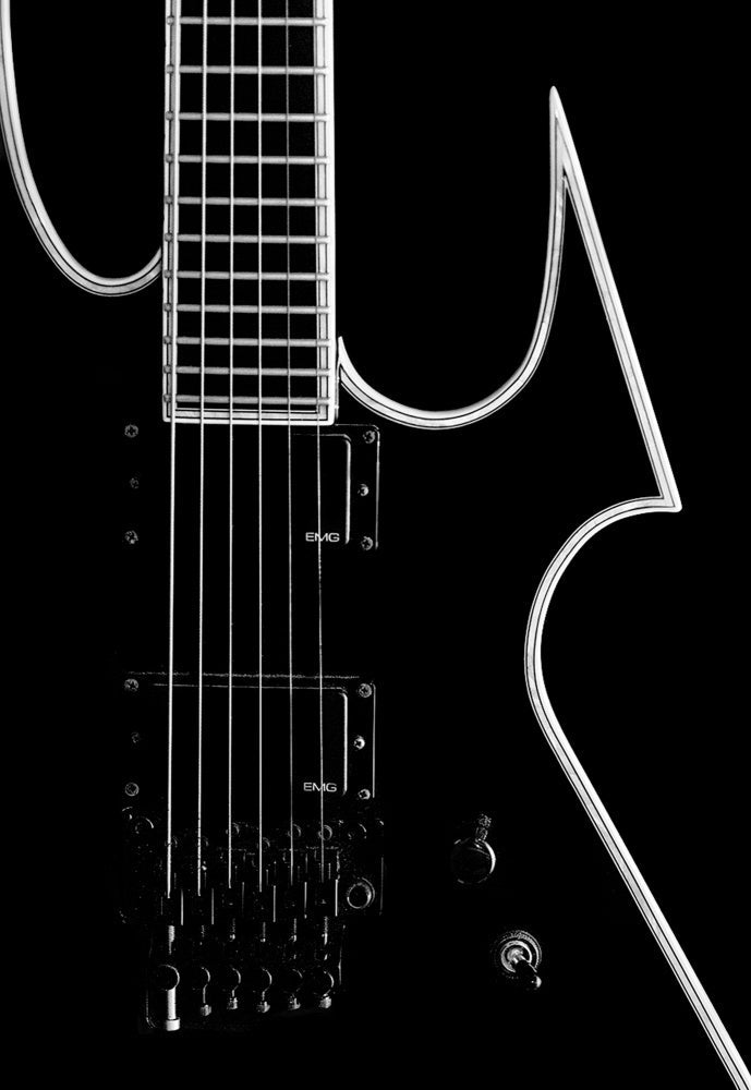 Sleek Black Guitar archival giclée print by FranzStaab