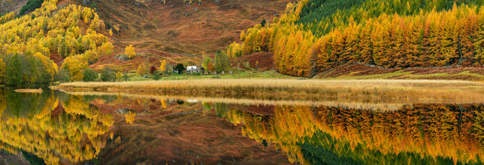 River Cannich Reflection Pano archival giclée print by Ian Cameron