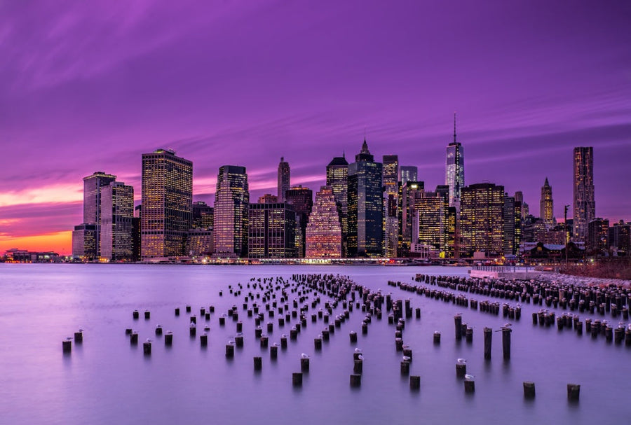 Purple New York Twilight archival giclée print by J. G Damlow