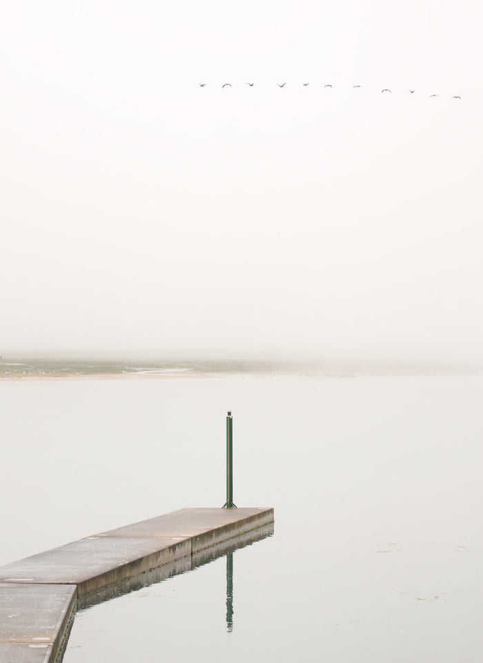 Misty Lake Dock Birds archival giclée print by Jesus Concepcion