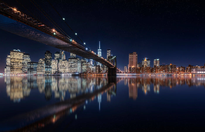 Brooklyn Bridge Night Reflection archival giclée print by Jorge Ruiz Dueso