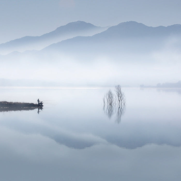 Misty Lake Fisherman archival giclée print by Jose Beut