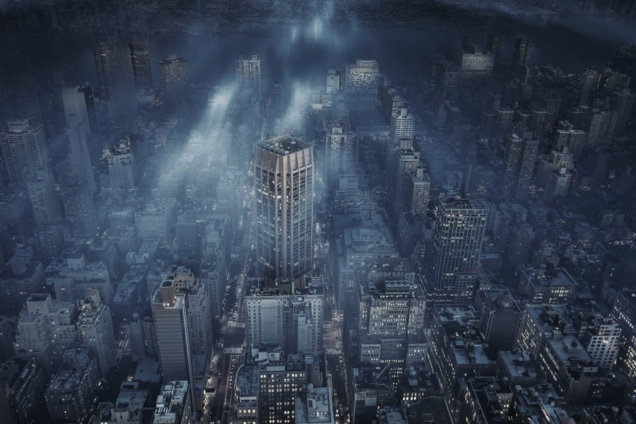 Misty City Night archival giclée print by Leif L├╕ndal
