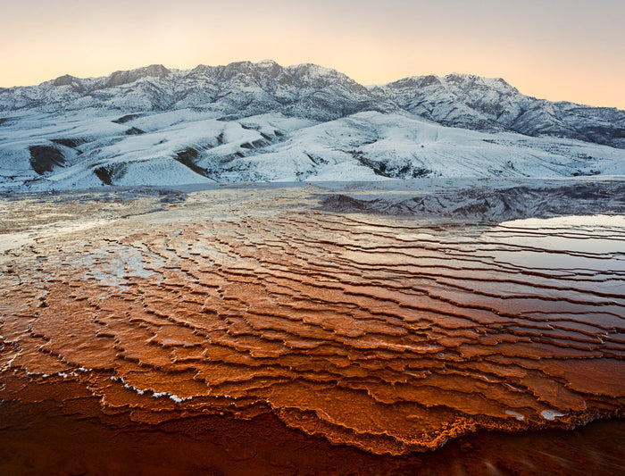 Snow Mountains Orange Terraces archival giclée print by Majid Behzad