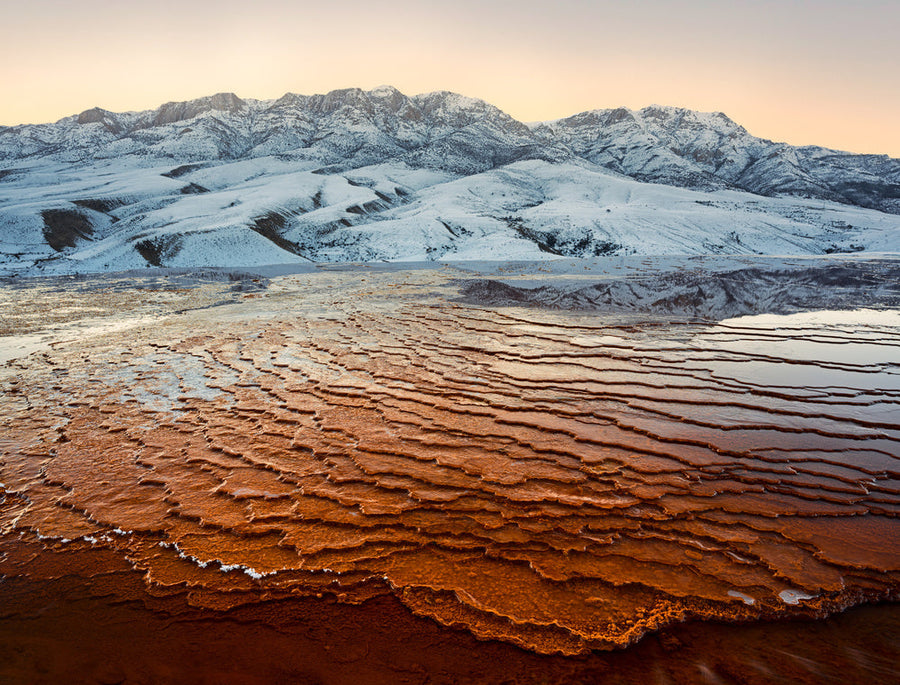 Snow Mountains Orange Terraces archival giclée print by Majid Behzad