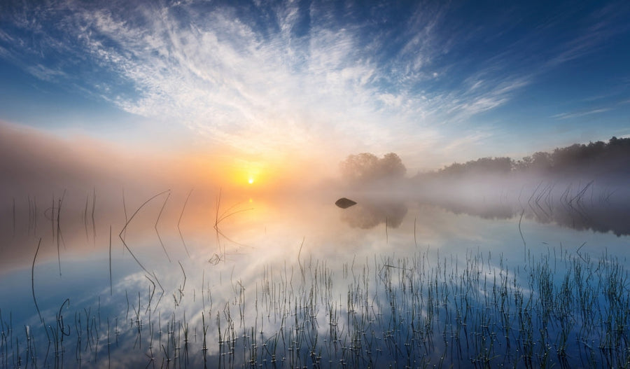 Misty Sunrise Over Lake archival giclée print by Martin Lutz