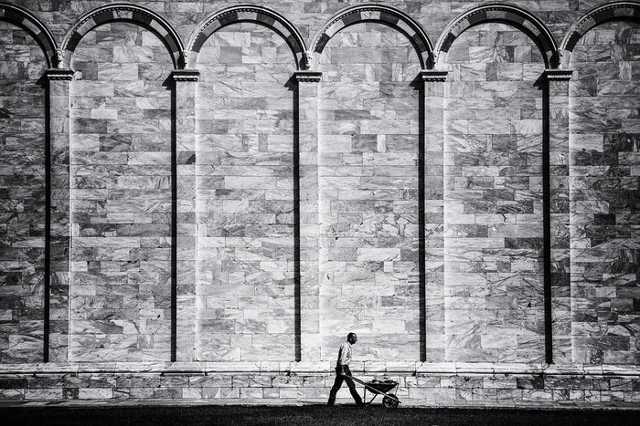 Worker Against Arched Wall archival giclée print by Massimo Della Latta