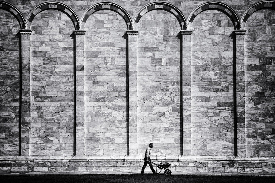 Worker Against Arched Wall archival giclée print by Massimo Della Latta