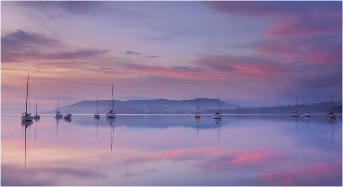 Pink Sky Sailboats archival giclée print by Max Witjes