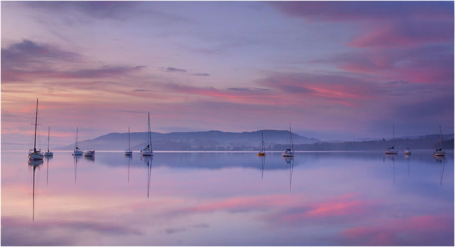 Pink Sky Sailboats archival giclée print by Max Witjes