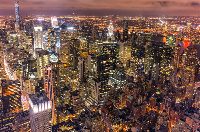 New York Night Skyline archival giclée print by Milton Mpounas