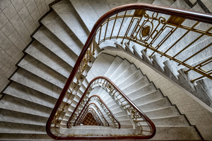 Ornate Triangular Staircase archival giclée print by Renate Reichert