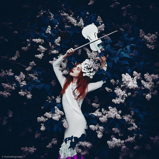 Elegant Violinist In Bloom archival giclée print by Ruslan Bolgov