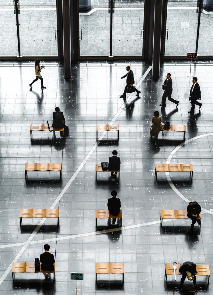 Walking people and Sitting People archival giclée print by Tetsuya Hashimoto