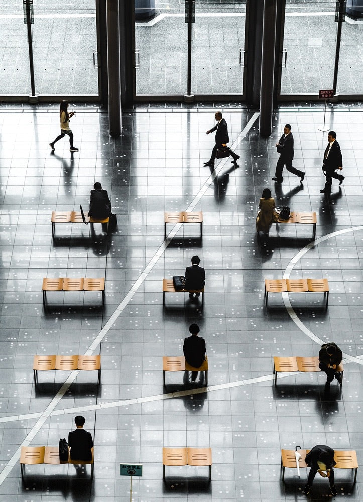 Walking people and Sitting People archival giclée print by Tetsuya Hashimoto