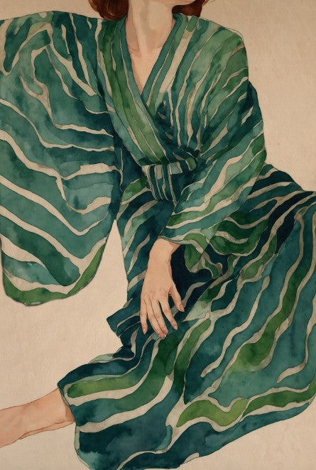 Green Kimono Flow by The Miuus Studio
