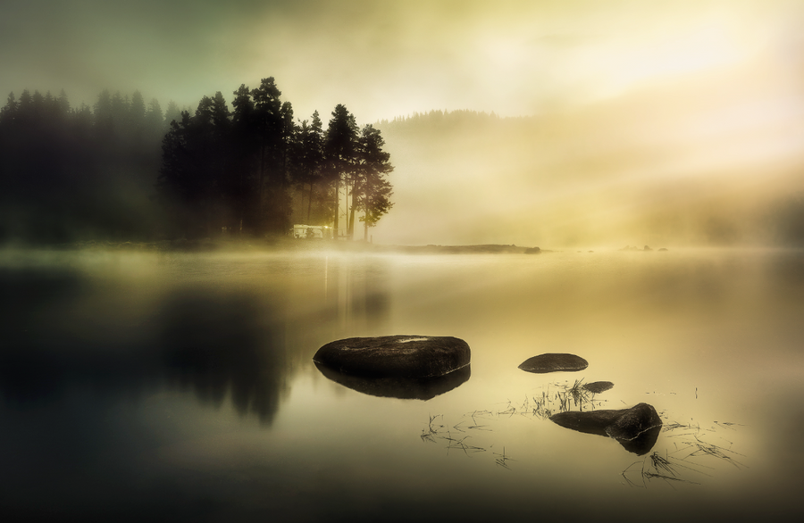 Misty Lake Morning archival giclée print by Veselin Atanasov